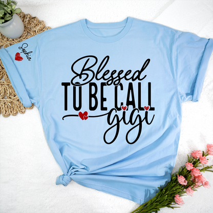 Custom Name Blessed To Be Call Gigi TShirt, Cozy Gift For Grandma And Her Grandkids