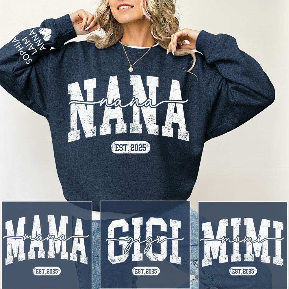 Personalized Nana Est. 2025 Custom Sweatshirt Gift For Grandma And Grandchild