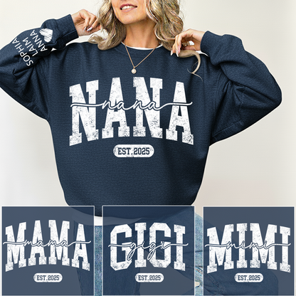 Personalized Nana Est. 2025 Custom Sweatshirt Gift For Grandma And Grandchild