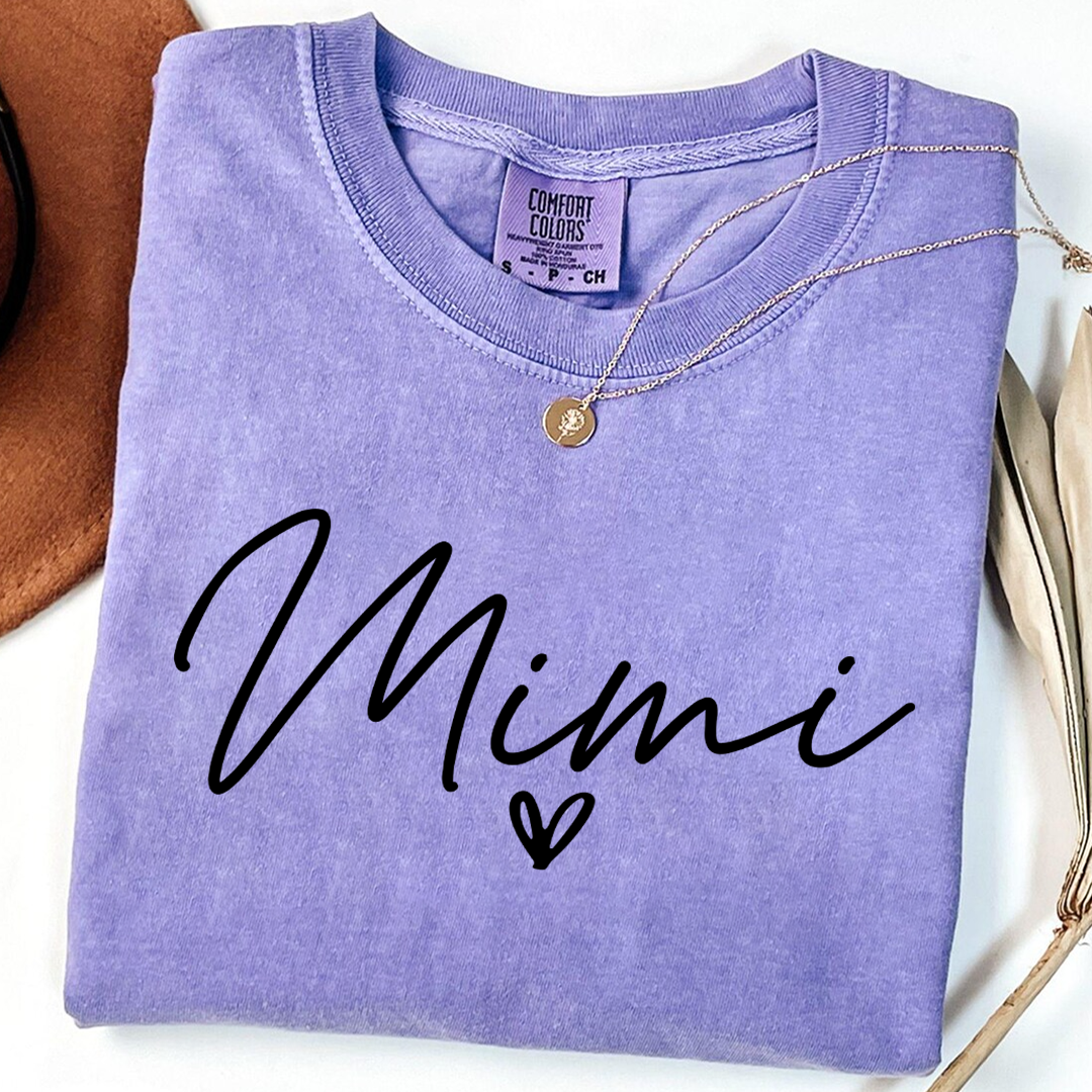 Personalized Women's Tee with Heart, For Gift Mimi And Kids Gift Idea