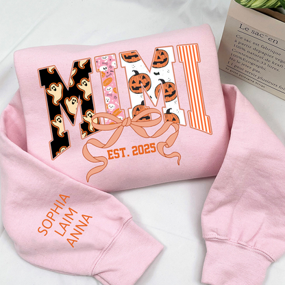 Personalized Halloween Grandma Sweatshirt, Custom Mimi And Kids Names