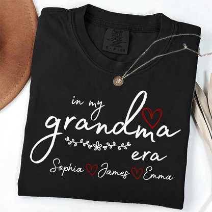 Comfort Colors Personalized In My Grandma Era T Shirt, Perfect Gift for Grandmothers with Kids' Names