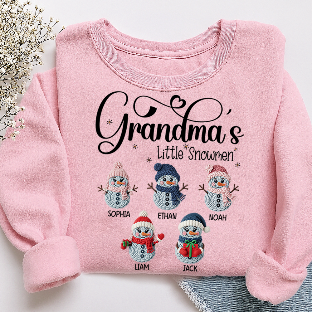 Personalized Grandma’s Little Snowmen Sweatshirt, Custom Christmas Gift with Kids’ Names
