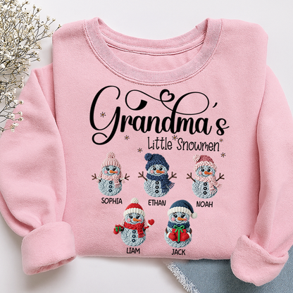 Personalized Grandma’s Little Snowmen Sweatshirt, Custom Christmas Gift with Kids’ Names