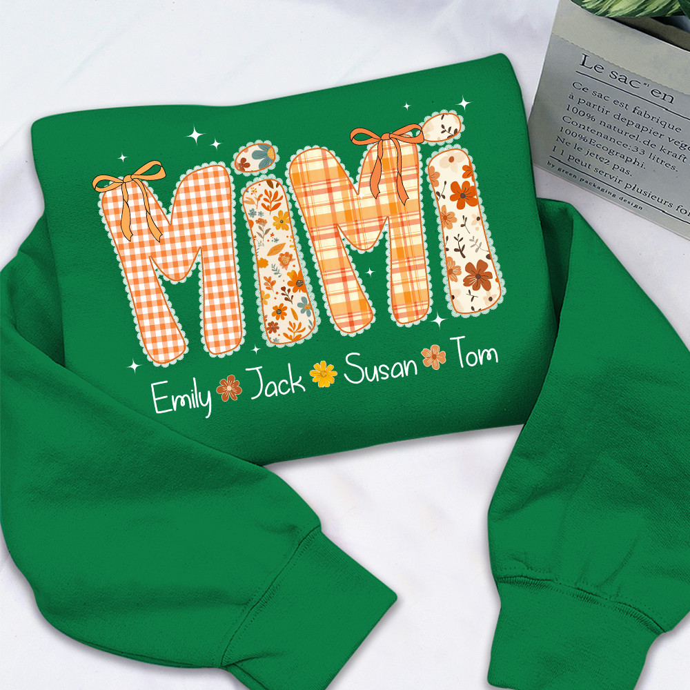 Custom Grandma Name, Preppy Floral Fall Mimi Bundle For Gift Mimi And Kids