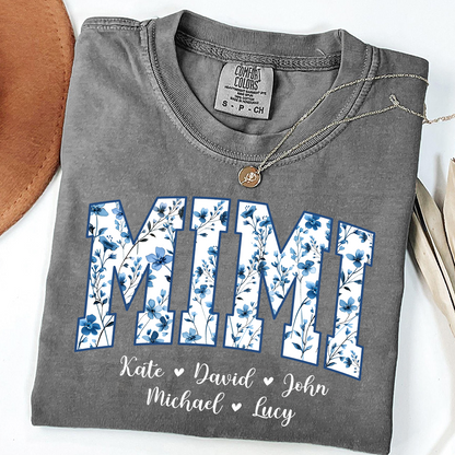 Comfort Colors® T-Shirt Personalized Blue Gigi, Custom Grandma and Kids