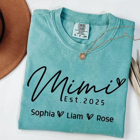 Comfort Colors® Minimalist Custom Name Shirt, Mimi And Kids Family Gift