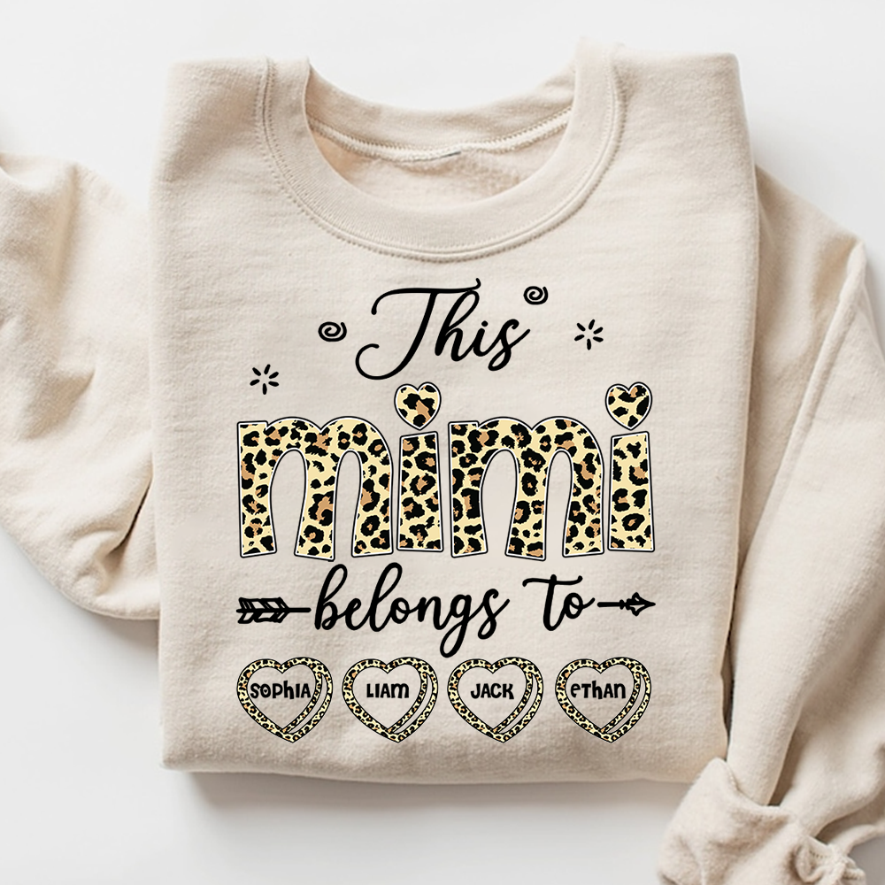 Personalized This Mimi Belongs To Sweatshirt, Custom Leopard Print Names
