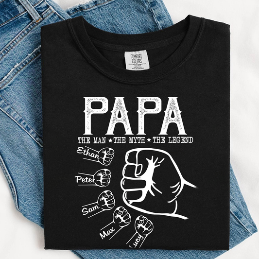 Comfort Colors® Personalized Papa The Man The Myth The Legend Hands