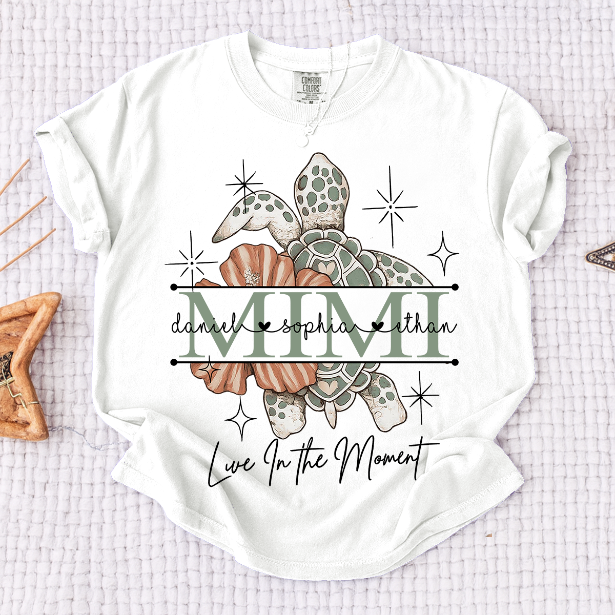 Comfort Colors® Mimi Ocean Turtle T-Shirt Custom Family Names Beach Style