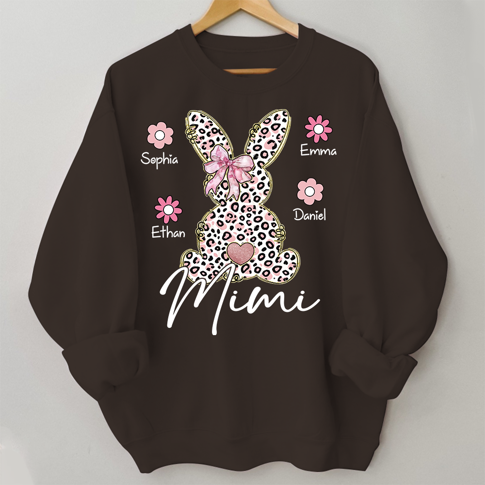 Personalized Nana Bunny Sweatshirt With Kids Names, Easter Gift For Nana