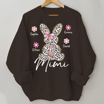 Personalized Nana Bunny Sweatshirt With Kids Names, Easter Gift For Nana