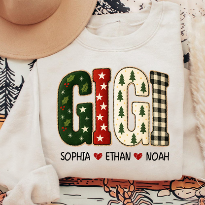 Cozy Xmas Gigi Design Grandma Sweatshirt, Gift for Grandma and Kids