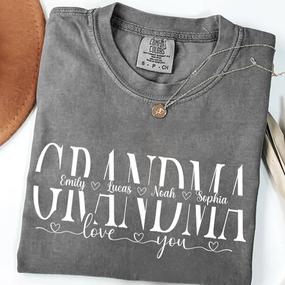 Personalized Grandma Shirt with Grandkids' Names - Comfort Colors T-Shirt