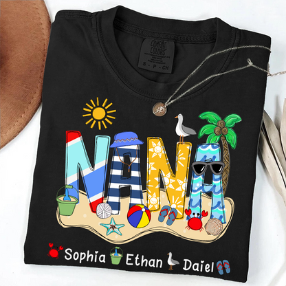 Comfort Colors® Summer Nana Tshirt, Custom Nickname With Grandkids Name, Love Summer 2025