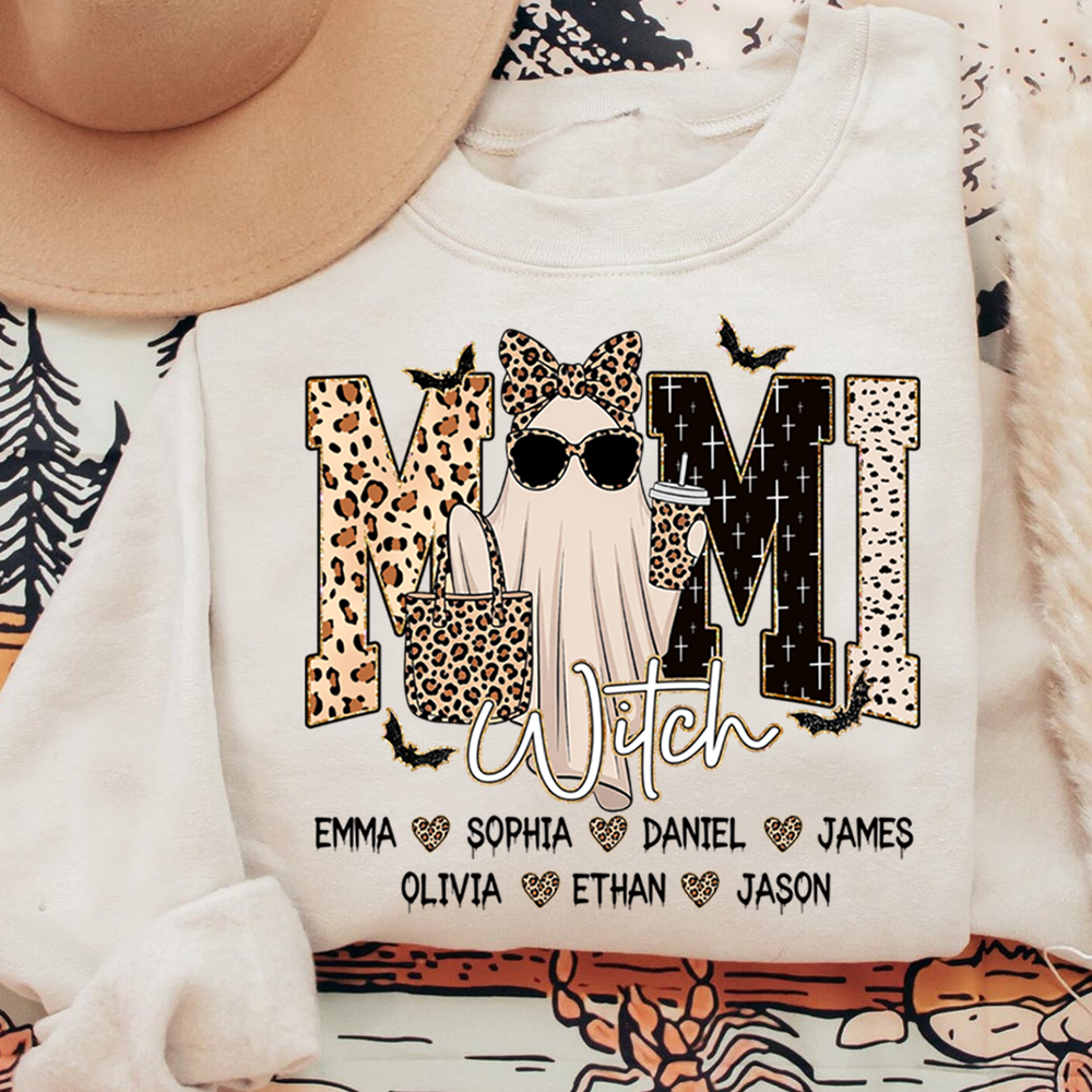 Custom Ghost Sweatshirt for Grandma, Halloween Witch Mimi Boo 2025