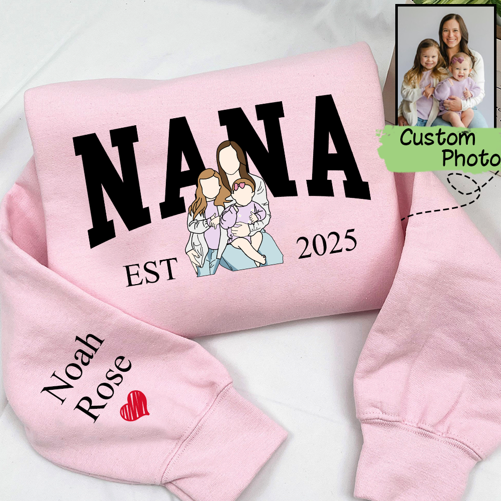Personalized Custom Photo Portrait, Giver Custom Nana And Kids For Family Gift