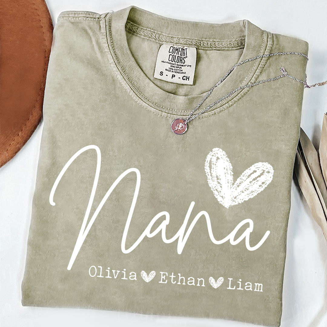 Comfort Colors Personalized Nana Shirt, Custom Grandma T Shirt with Grandkids Names, Unique Gift for Nana, Perfect for Mother's Day, Birthday