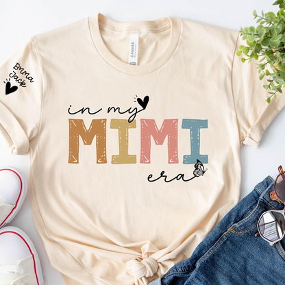 Cute Mimi Grandma T-Shirt, In My Mimi Era Stylish Pastel Graphic Tee For Gift Grandma and Kids