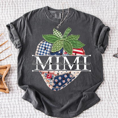 Comfort Colors® Personalized Mimi 4th of July Shirt, Cute Patriotic Grandma Strawberry Tee