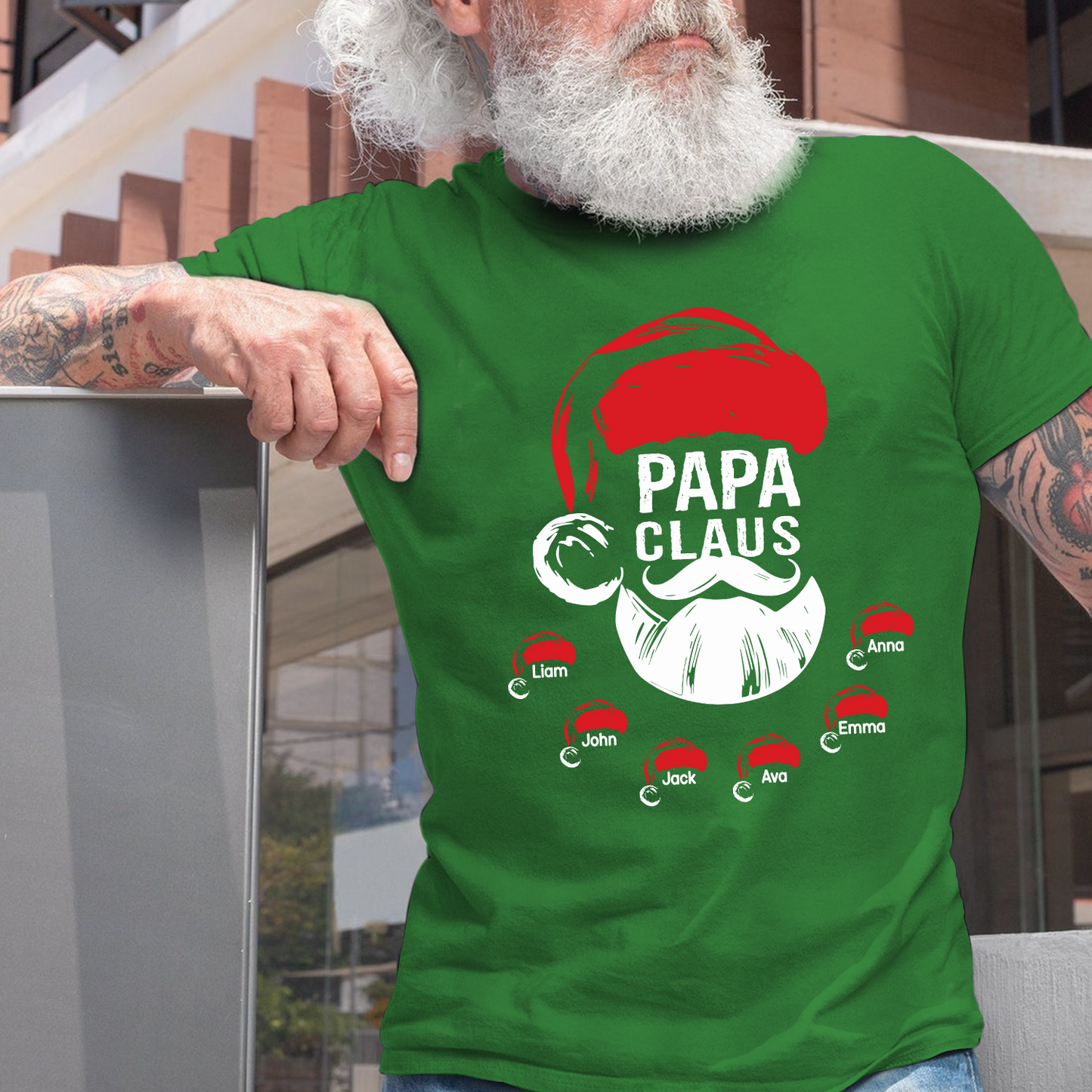 Custom Papa Claus Christmas, Gift For Papa And Kids T-Shirt