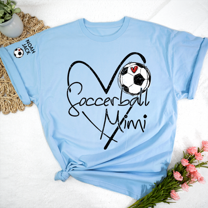 Personalized Soccer Mimi Shirt, Soccer Ball Heart Design with Kids Names