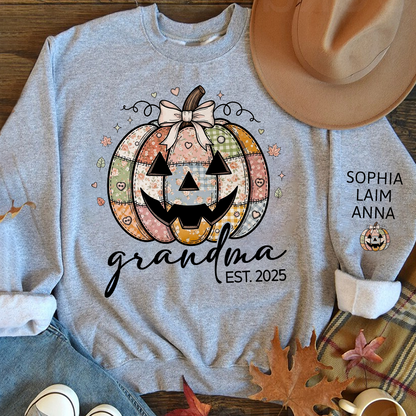 Personalized Floral Pumpkin Mimi Gifts, Floral Patchwork Mimi, Gifts for Grandma and Kids