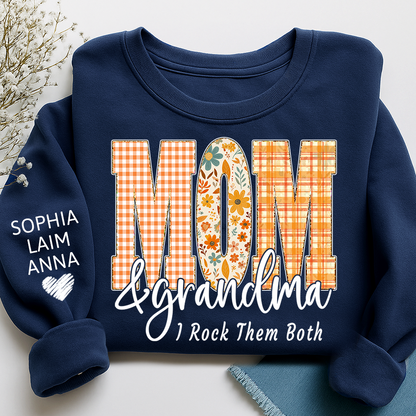 Custom Fall Mom & Grandma I Rock Them Both Sweatshirt, Gift For Grammy And Her Grandchildren