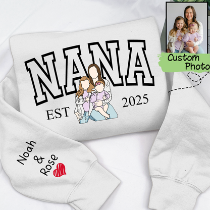 Custom Photo Portrait, Custom Nana And Kids For Family Gifts