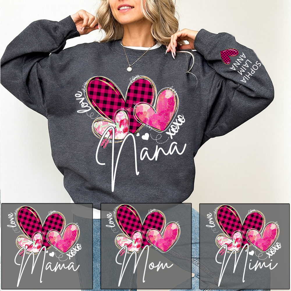 Customized Valentine Pink Xoxo Valentine Design, Personalized Nana with Kids Name