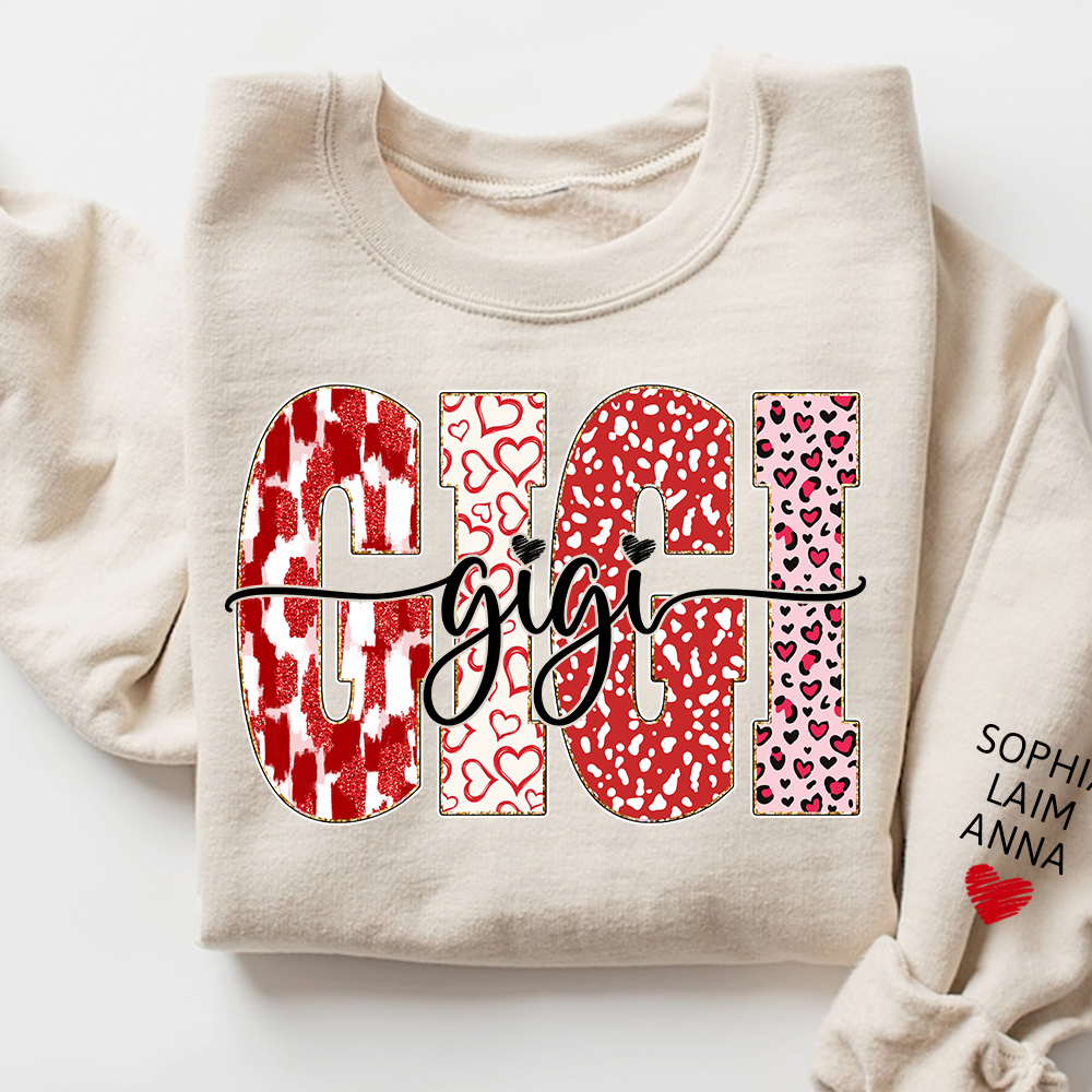 Personalized Valentine Gigi Heart Sweatshirt, Gifts for Grandma And Kids