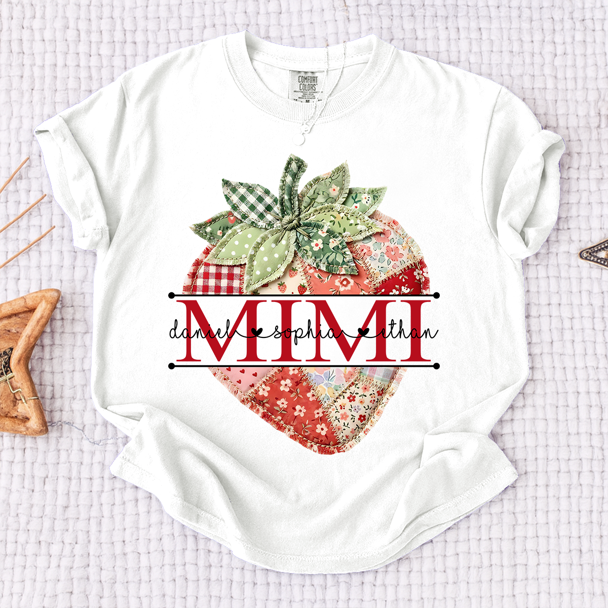 Comfort Colors® Mimi Strawberry Shirt, Personalized Cute Summer Grandma Tee For Gift Grandma And Kids