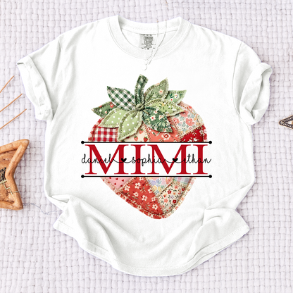 Comfort Colors® Mimi Strawberry Shirt, Personalized Cute Summer Grandma Tee For Gift Grandma And Kids