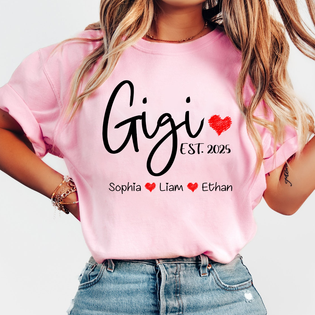Personalized Gigi Est And Grandkids 2025 T-Shirt, Gift For Grandma