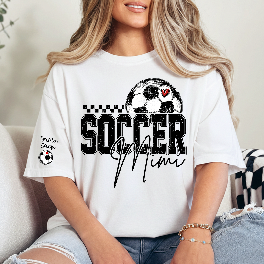 Soccer Mimi Shirt Personalized with Grandkids Names, Soccer Ball Graphic Family T Shirt