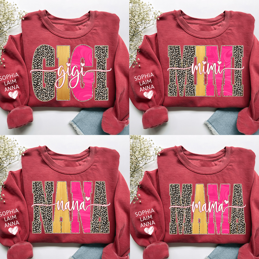 Custom Coquette Leopard Mimi Sweatshirt, Gift for Grandma And Kids