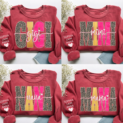 Custom Coquette Leopard Mimi Sweatshirt, Gift for Grandma And Kids