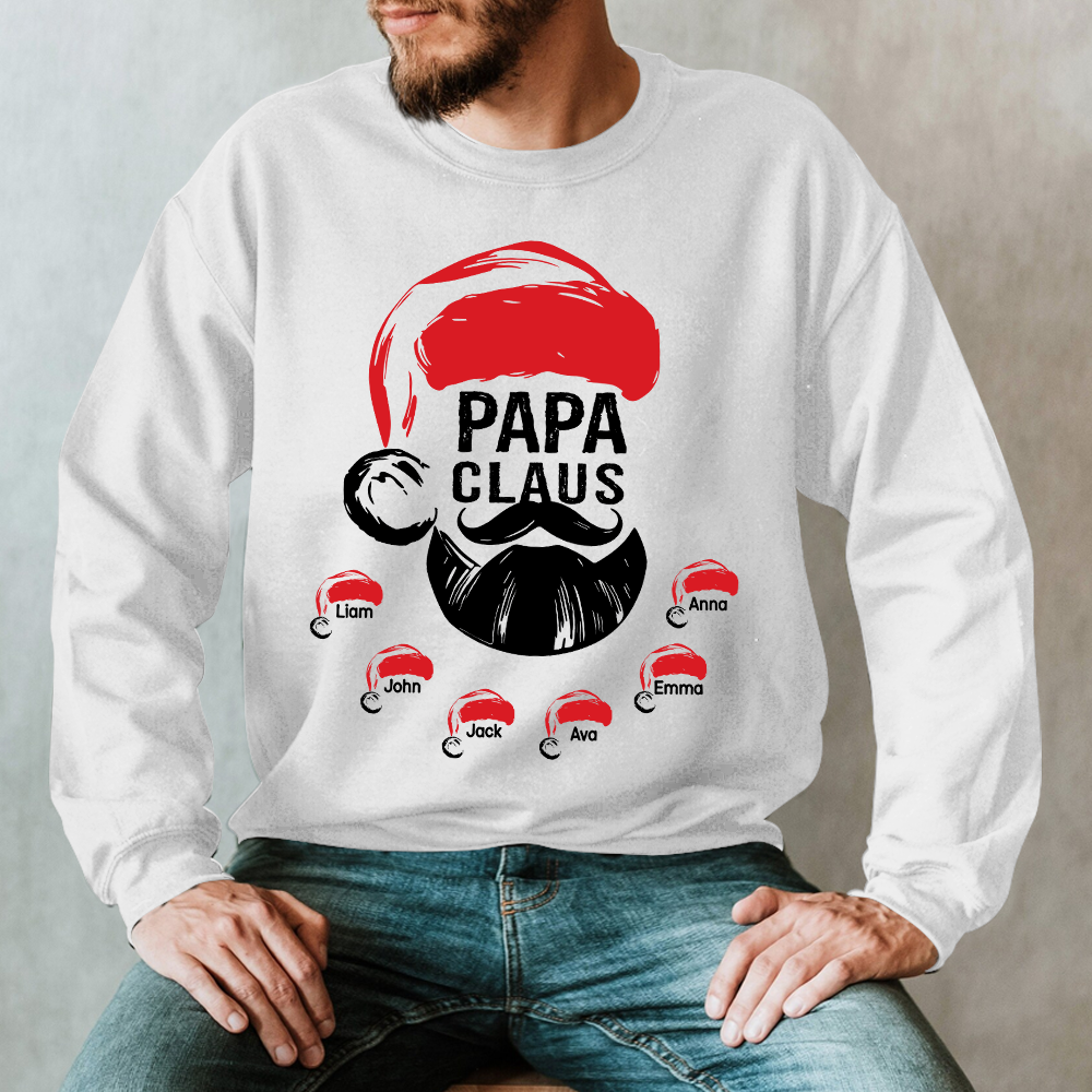 Custom Papa Claus Christmas, Gift For Papa And Kids Sweatshirt