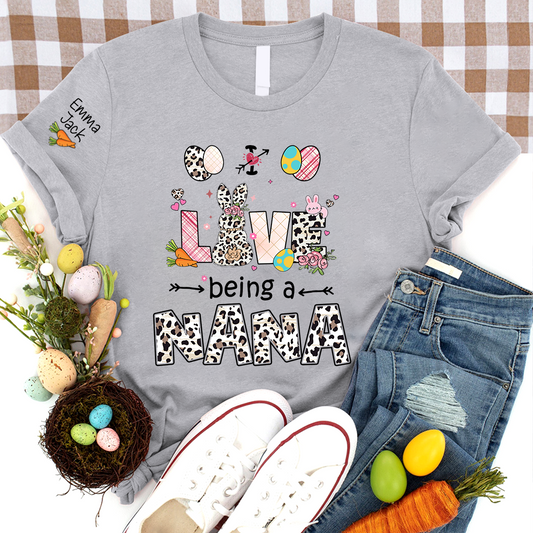 Love Being a Nana T Shirt, Cute Easter Bunny Family Shirt For Nana And Kids