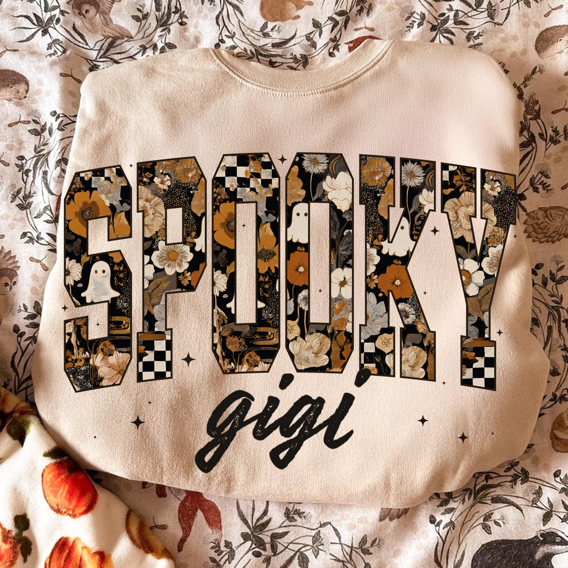 Personalized Spooky Grandma Halloween Sweatshirt, Gift for Mimi And Kids
