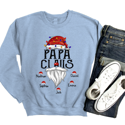 Hat Santa With Christmas Lights, Gift For Grandpa, Custom Give Papa And Kids Sweatshirt