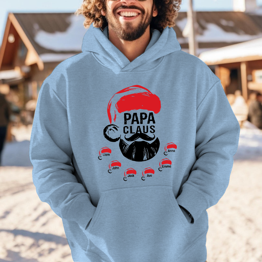 Custom Papa Claus Christmas, Gift For Papa And Kids Hoodie