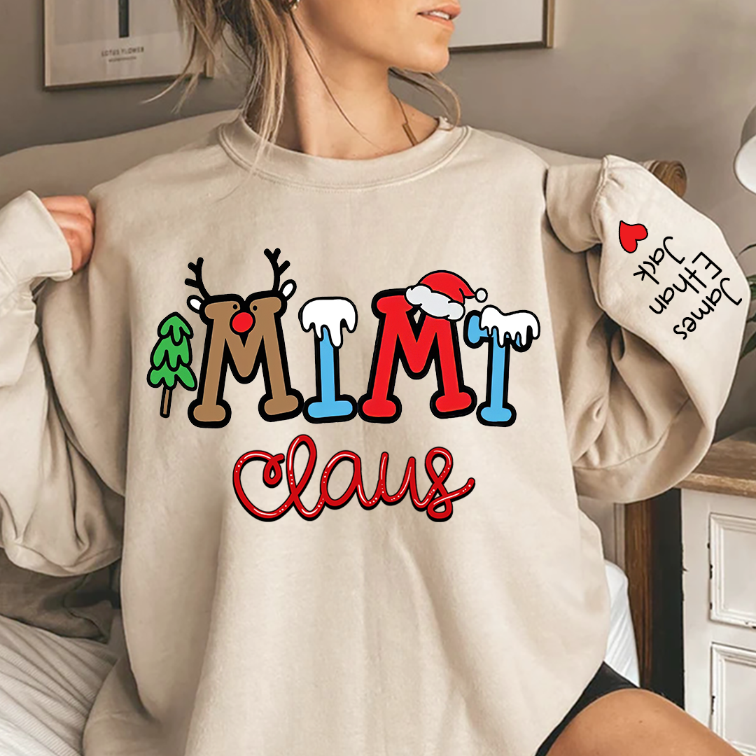 Custom Christmas Mimi Claus Sweatshirt, Merry Christmas Nana Sweatshirt, Custom Grandma Claus Christmas