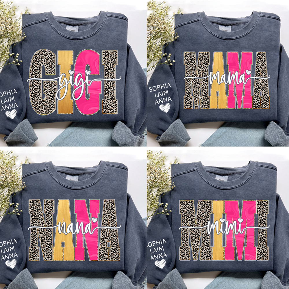 Custom Coquette Leopard Mimi Sweatshirt, Gift for Grandma And Kids
