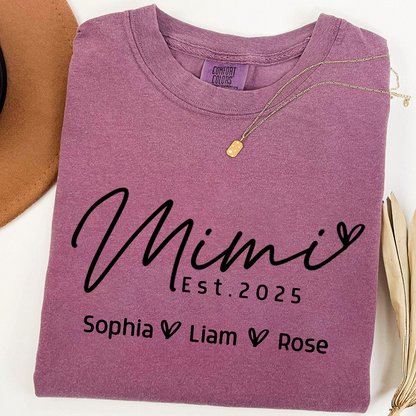Comfort Colors® Minimalist Custom Name Shirt, Mimi And Kids Family Gift