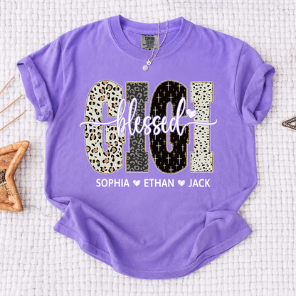 Comfort Colors® Bible Style Design, Custom Gift For Blessed Gigi And Her Grandchildren