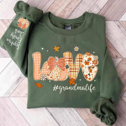 Custom Love Grandma Pumkin, Preppy Floral Fall Grandma And Kids