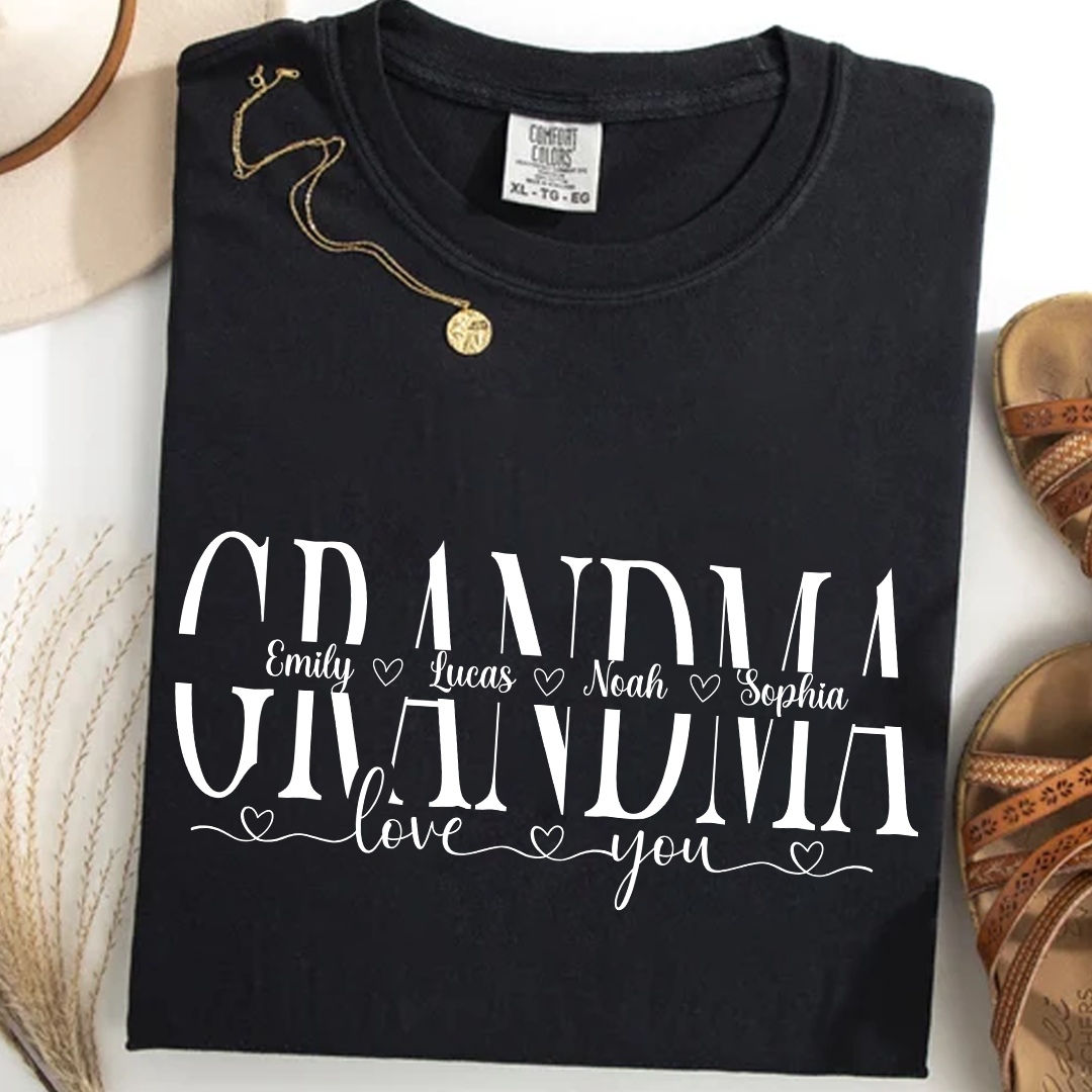 Personalized Grandma Shirt with Grandkids' Names - Comfort Colors T-Shirt