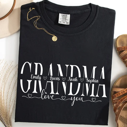 Personalized Grandma Shirt with Grandkids' Names - Comfort Colors T-Shirt