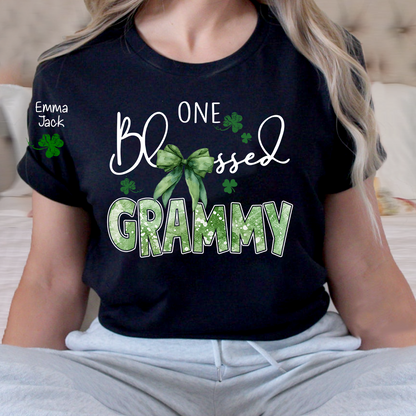 One Blessed Grammy T-Shirt, St Patrick’s Day Shamrock Family T Shirt with For Gift Grandma And Kids